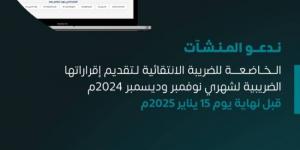 الزكاة والضريبة والجمارك تدعو المنشآت الخاضعة للضريبة الانتقائية إلى تقديم إقراراتها عن شهري نوفمبر وديسمبر - عرب فايف