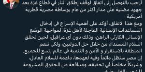 الرئيس السيسي: أرحب بالتوصل لاتفاق وقف إطلاق النار في غزة بعد جهود مضنية على مدار أكثر من عام - عرب فايف