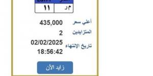 سعرها وصل لـ 435 ألف جنيه.. «م ر 11» لوحة سيارة مميزة ينتهي التزايد عليها غدا - عرب فايف