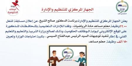 التنظيم والإدارة يعلن عن مسابقة لشغل 22 ألف وظيفة معلم مساعد مادة الرياضيات - عرب فايف