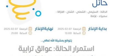 الأرصاد: عوالق ترابية على منطقة حائل - عرب فايف