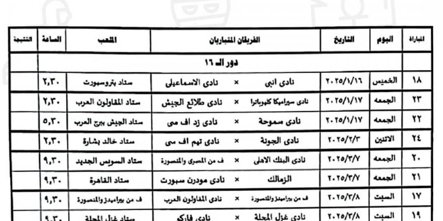 بعد تأهل الزمالك.. اتحاد الكرة يعلن موعد مباريات دور الـ16 من كأس مصر - عرب فايف