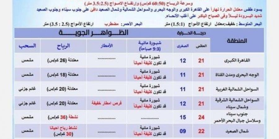 تحذير عاجل من الأرصاد بشأن حالة الطقس اليوم السبت 1 فبراير 2025: احذر الشبورة - عرب فايف