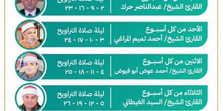 جدول أئمة صلاة التراويح بمسجد الحسين.. كوكبة من كبار قراء الإذاعة - عرب فايف