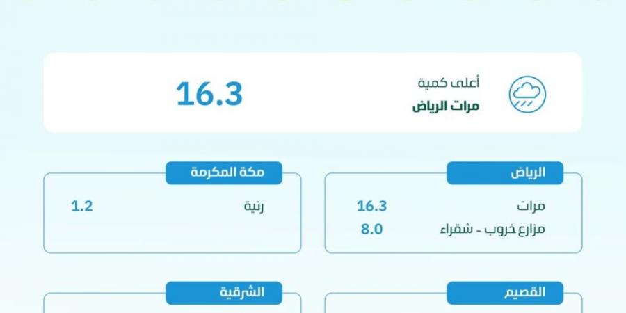 "البيئة" ترصد هطول أمطار في 5 مناطق.. والرياض تسجّل أعلى كمية - عرب فايف